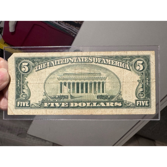 $5.00 Silver Certificate Blue note K 1934 D - Picture 7 of 9